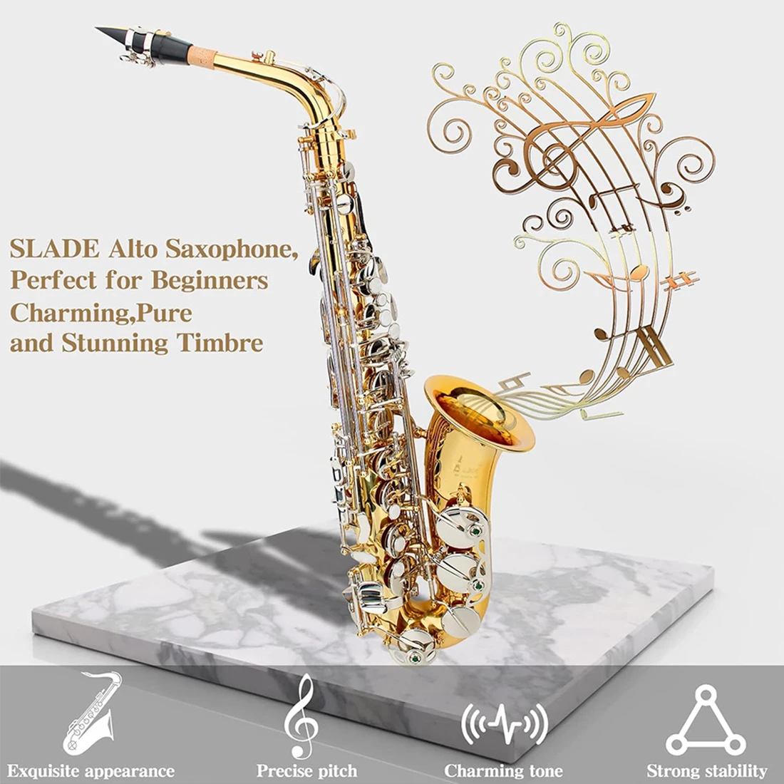 SLADE Gold Silver Saxophone Eb Alto Saxophone Brass Body Saxophone Set with Case Reed Sax Accessory Professional Instruments