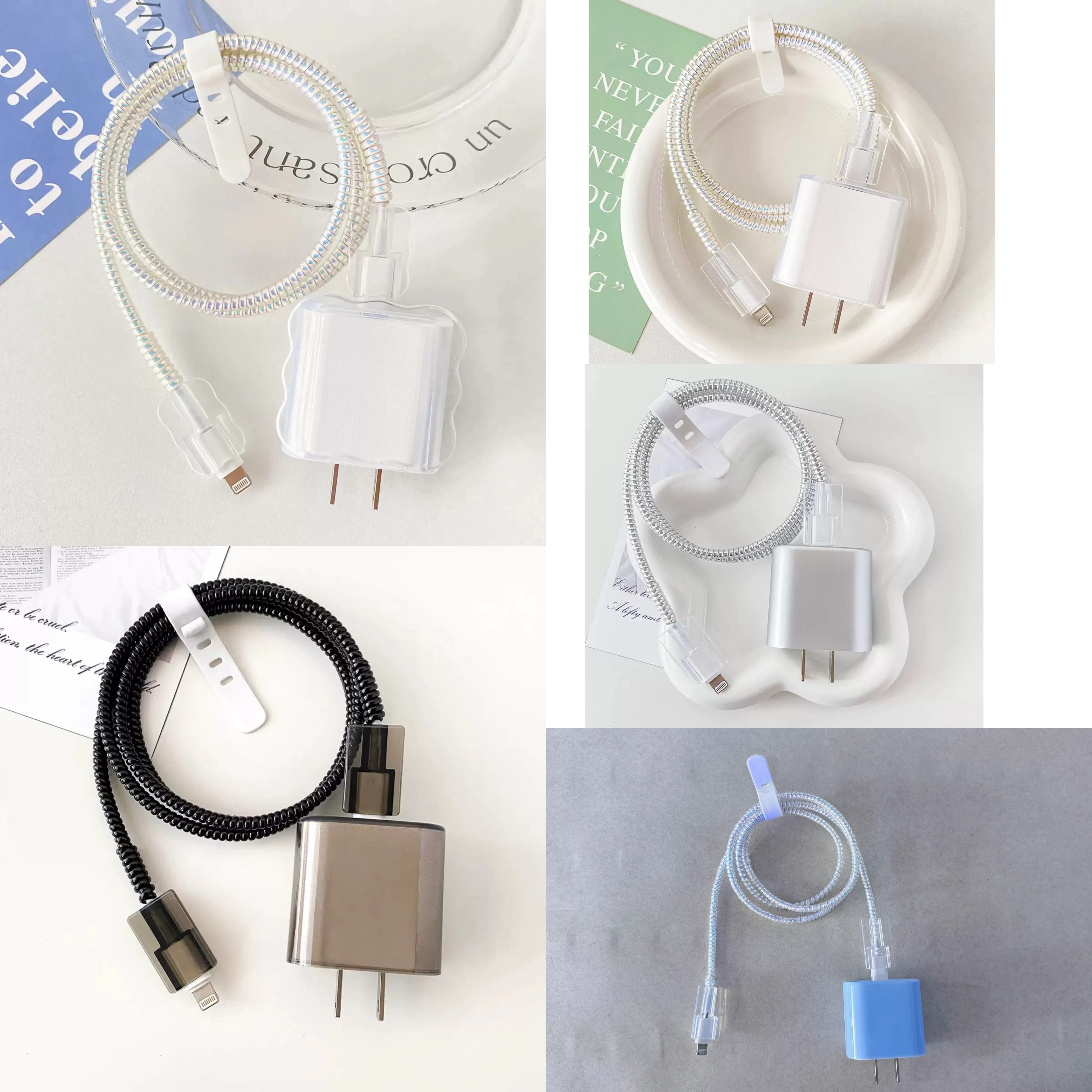 Cute Transparent Charger Case for IPhone 11 12 13 14 15 18W/20W Charge Protection Cover Charger Sleeve Accessories