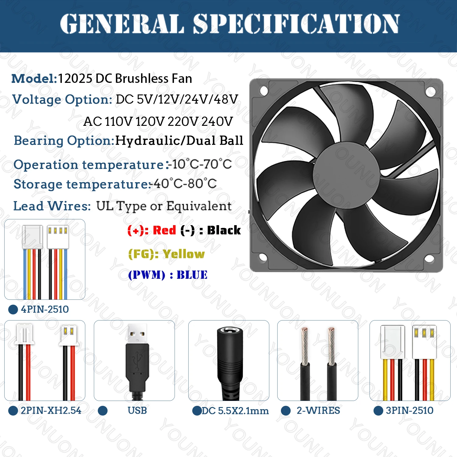 Double Ball 120x120x25mm Cooling Fan DC 5V 12V 24V 48V 12cm 120mm Cooler Fan 12025 Computer Case Fan Btc Server PC Cooling Fan