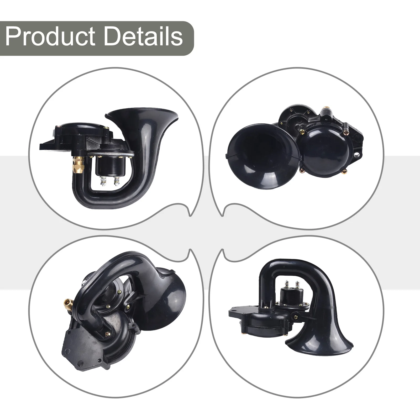 1pc Car Loud 300DB Electric Snail Air Horn Black 48W 12V/24V For Auto Motorcycle Truck Boat Air Horn Accessories