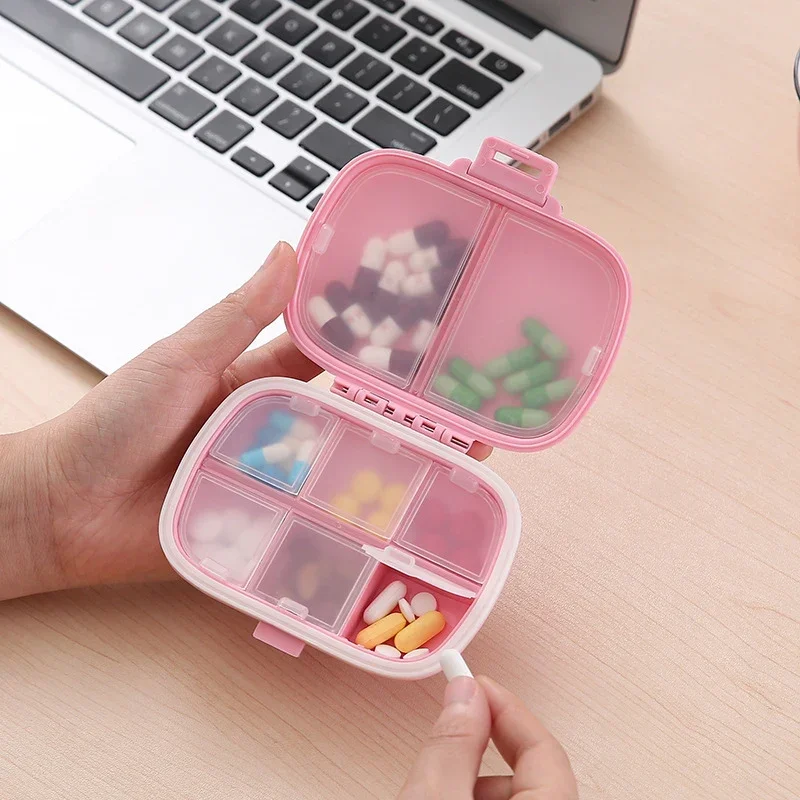 8 grids organizer container for tablets travel pill box with Seal ring Small box for tablets Wheat straw container for medicines