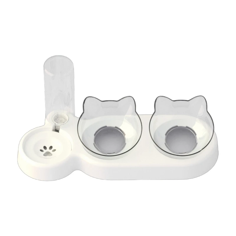 Multiple Purpose Cats and Dogs Double Bowl Automatic Water Feeding System Clear Visible Bowl for Home and Travel Drop Shipping