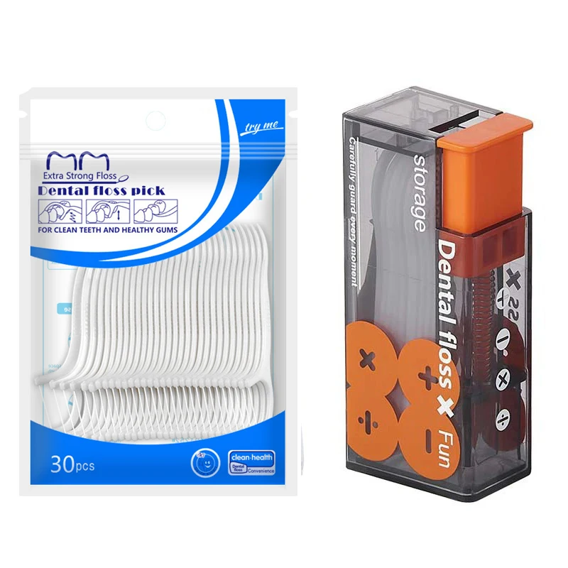 موزع خيط تنظيف الأسنان يحتوي على 10 قطعة صندوق تخزين خيط تنظيف الأسنان قابل لإعادة الملء التلقائي للعناية بصحة الفم الخيط
