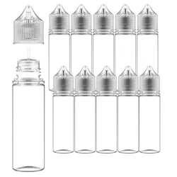 Gotero transparente PET para vapeo, botella transparente de 30ml-120ml, contenedores de aceite vacíos con tapa para suministros de laboratorio, 10 piezas