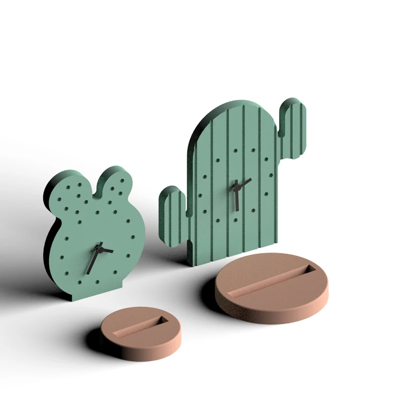 Cactus Clock Silicone Mold Creative Concrete Plaster clock decoration molds cactus Design Cement silicone molds for Household