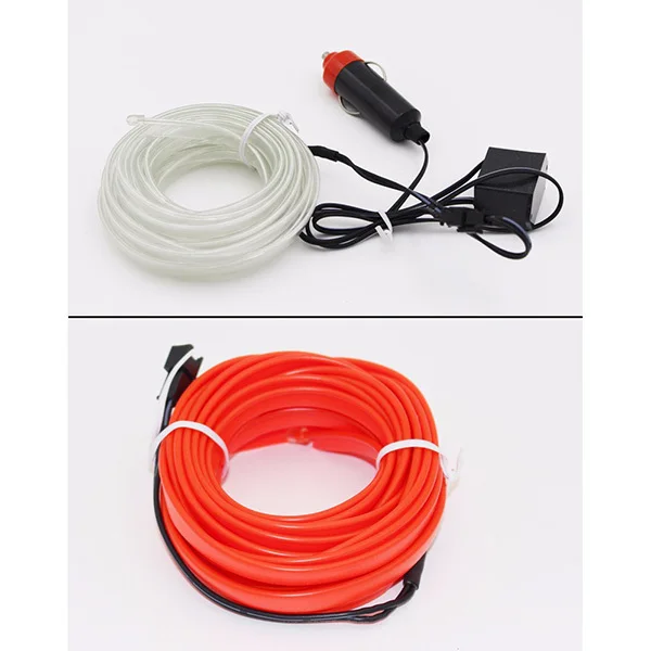 

Red Light Strip DIY Car Interior El Wire Rope Tube Energy Saving Stable Illumination Visual Fatigue Reduction El Wire