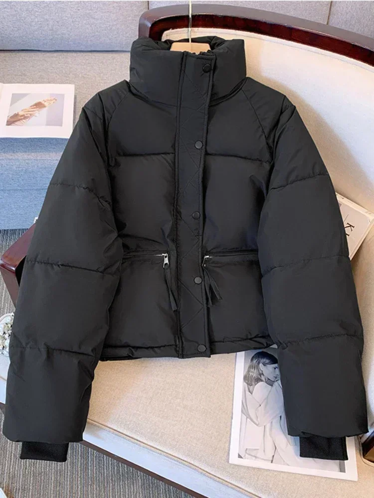 Veste courte rembourrée en coton à col montant pour femme, parkas épaisses, manteau chaud, nouvelle version coréenne, hiver