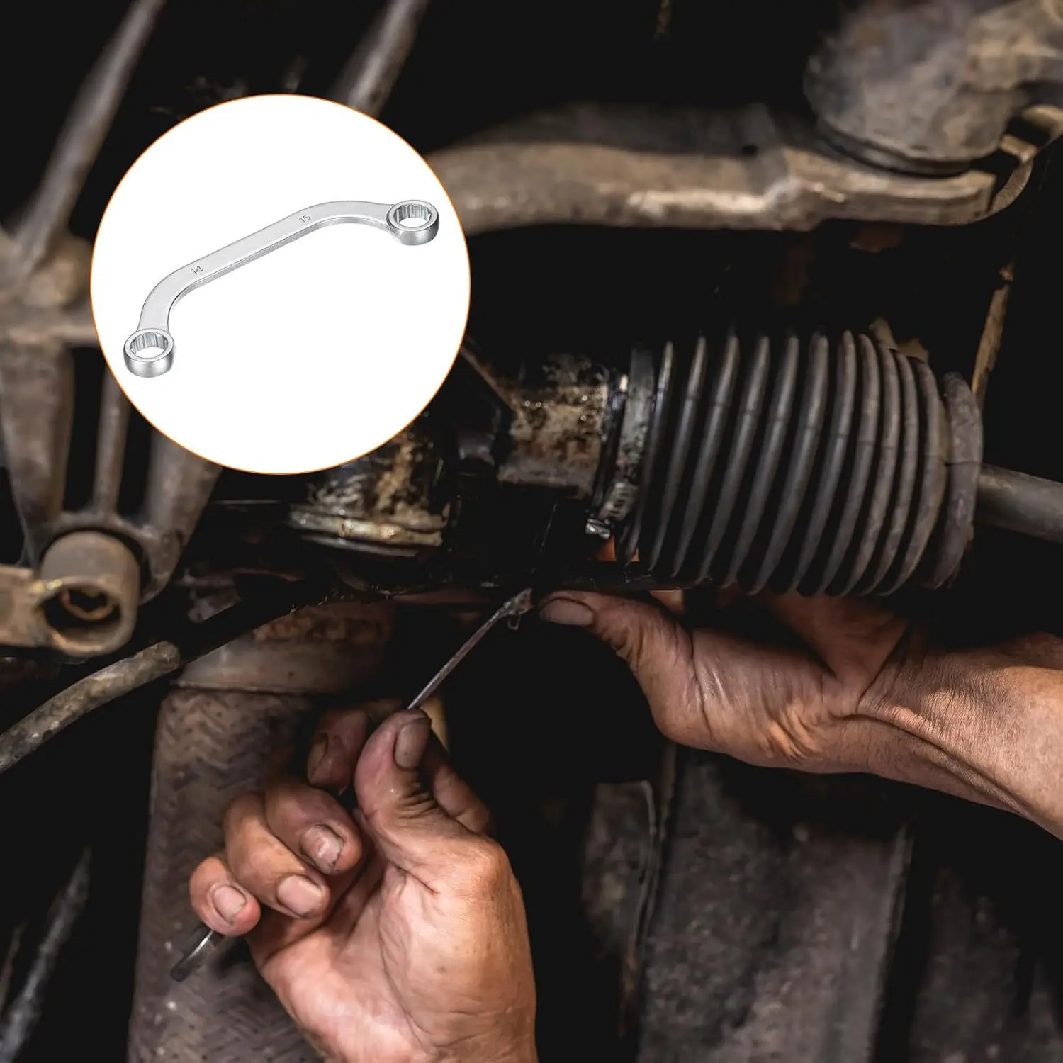 5 Piece U Shaped Ratchet Wrench Set Featuring 12 Point Sockets Perfect for DIY Projects and Automotive Applications