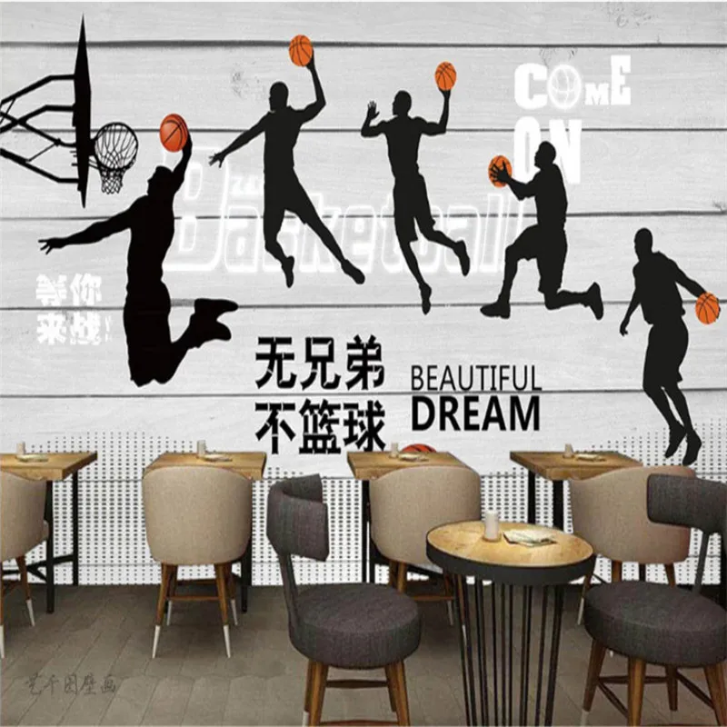 Custom Text Personality Basketball Sports Wall Paper 3D Boys Bedroom Decor Background Mural Wallpaper 3D Wall Papers Home Decor