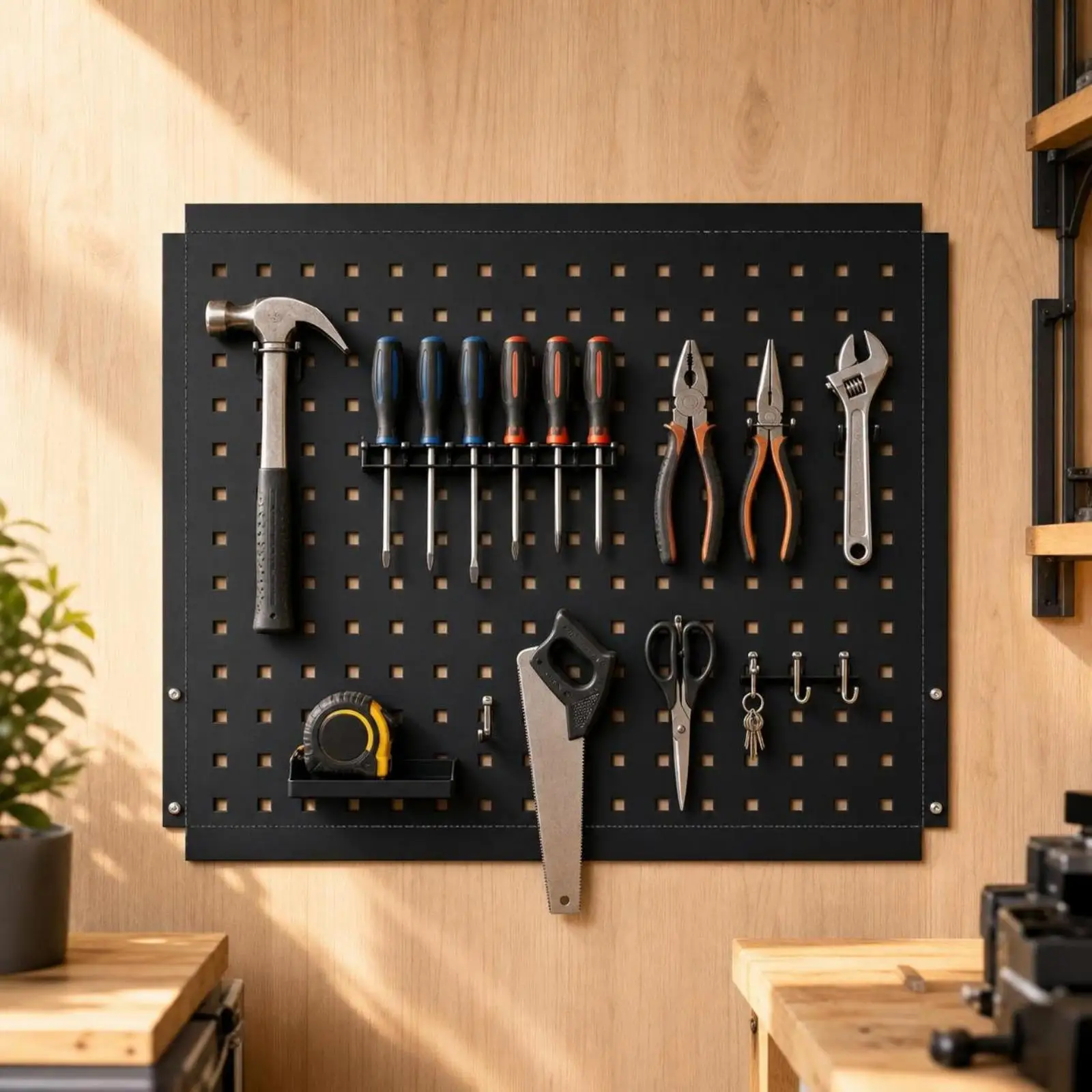 Tool Pegboard Panel Modular Wall Pegboard Sturdy for Garage, Workshop, Mechanics