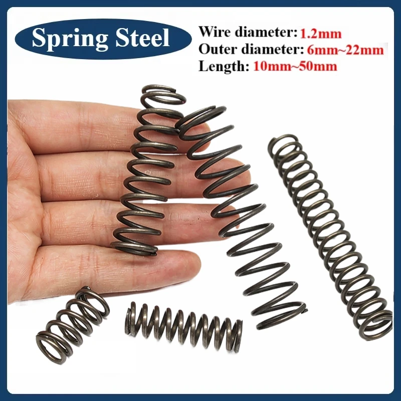 10pcs/Lot Wire Dia 1.2mm Spring Steel Micro Small Compression Spring Outer Diameter 6mm~22mm Length 10mm~50mm