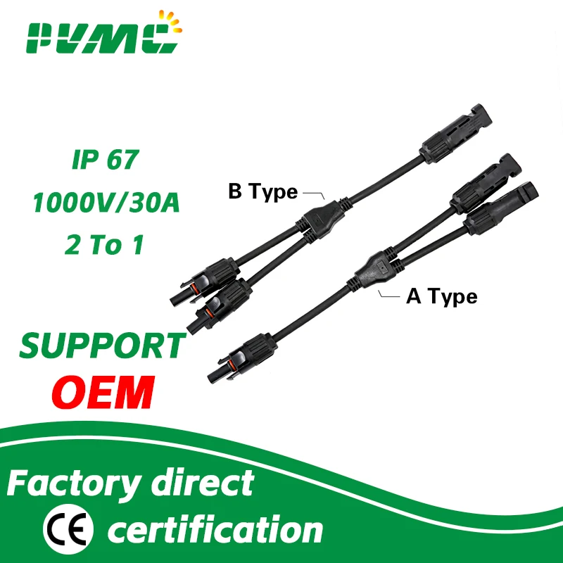 XIONGISOLAR Wholesale 2 To 1 Hot Selling PV Mate Y Branch Connector With 4mm2 Solar Cable For Solar Pv System Solar 1000V 30A