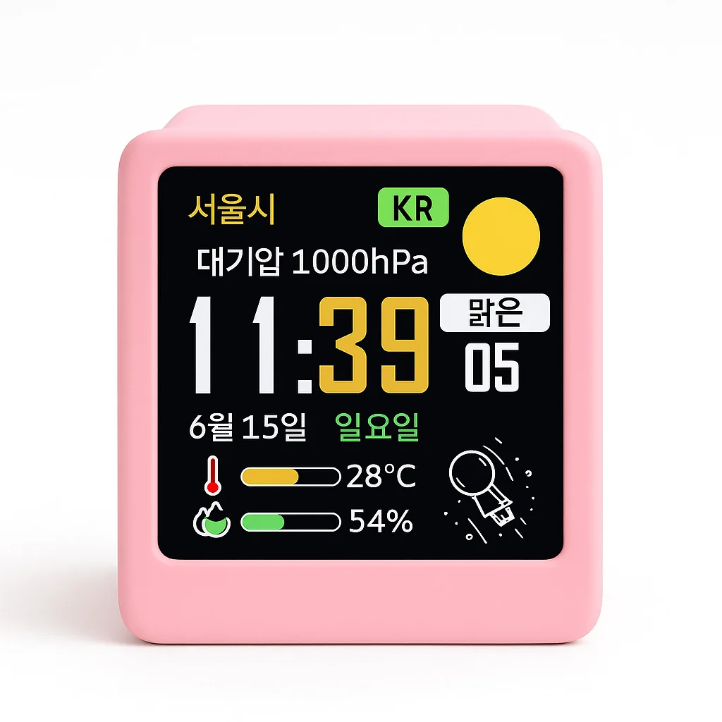 Custom Korean WiFi Desktop Weather Alarm Clock, Mini Electronic Desk Decor Gift