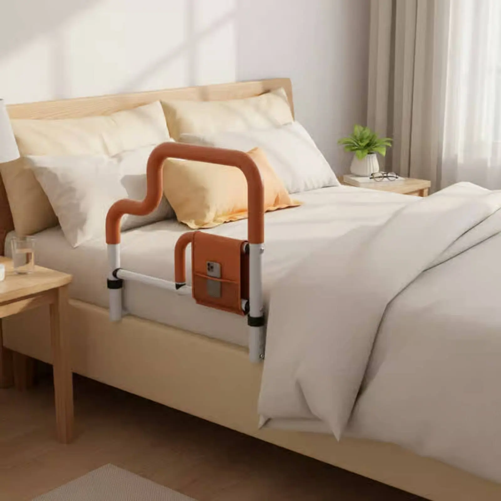 Barra de Apoyo para Cama con Agarre de Espuma Antideslizante, Asistencia para Levantarse para Personas Mayores, Barra de Agarre para Cama, Montaje sin Herramientas, para Adultos
