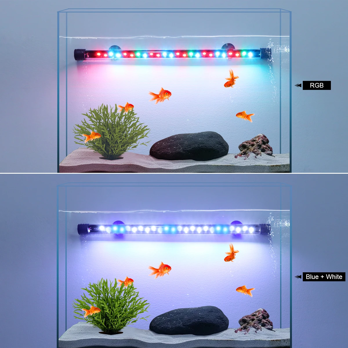 48CM Available High Bright Underwater Fish Tank LED Bar Light Waterproof Lamp Tube RGB Blue-White Aquarium Submersible Lighting