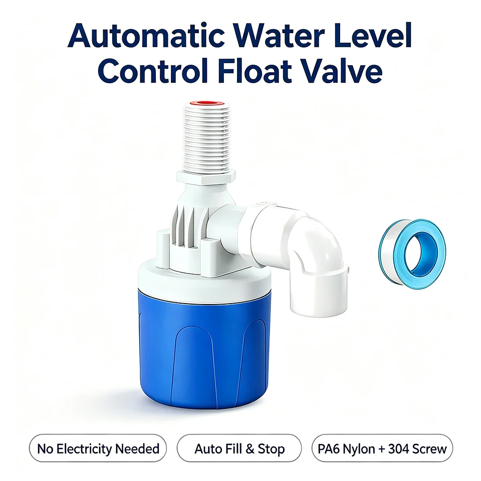 Automatic Water Level Control Float Valve Auto Shut-Off Fill Valve for Water Tank Pool Pond Livestock Waterer 1/2 3/4 1 Inch