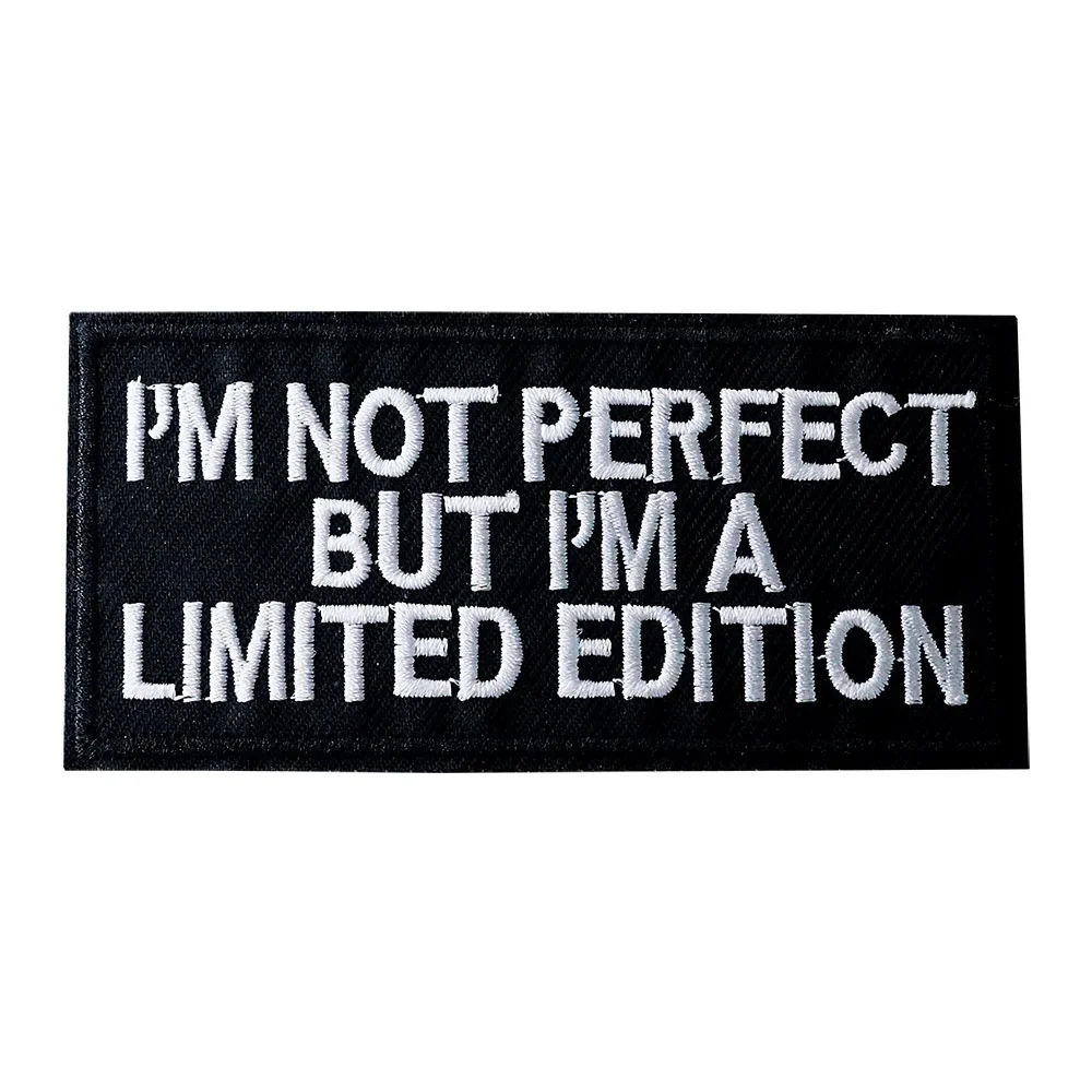 I'M NOT ... Size:4.9x10cm DIY Embroidery Patches for T-shirt Iron on Stripes Appliques Clothes Stickers Clothing Sew on Badges