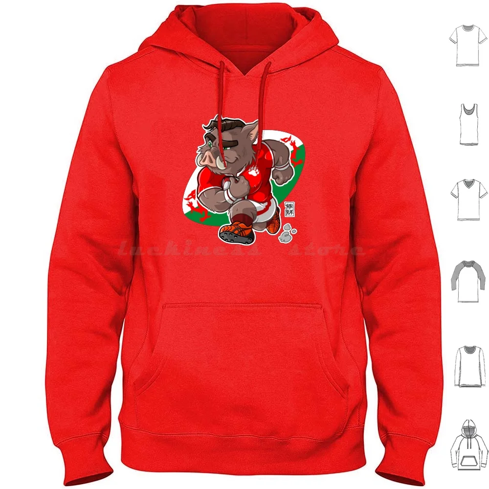 Rugby Boar ( Wales )-Bearzoo Series Hoodies Long Sleeve Bobobear Bobobearart Bobo Bear Bear Bear Week Bear Weekend