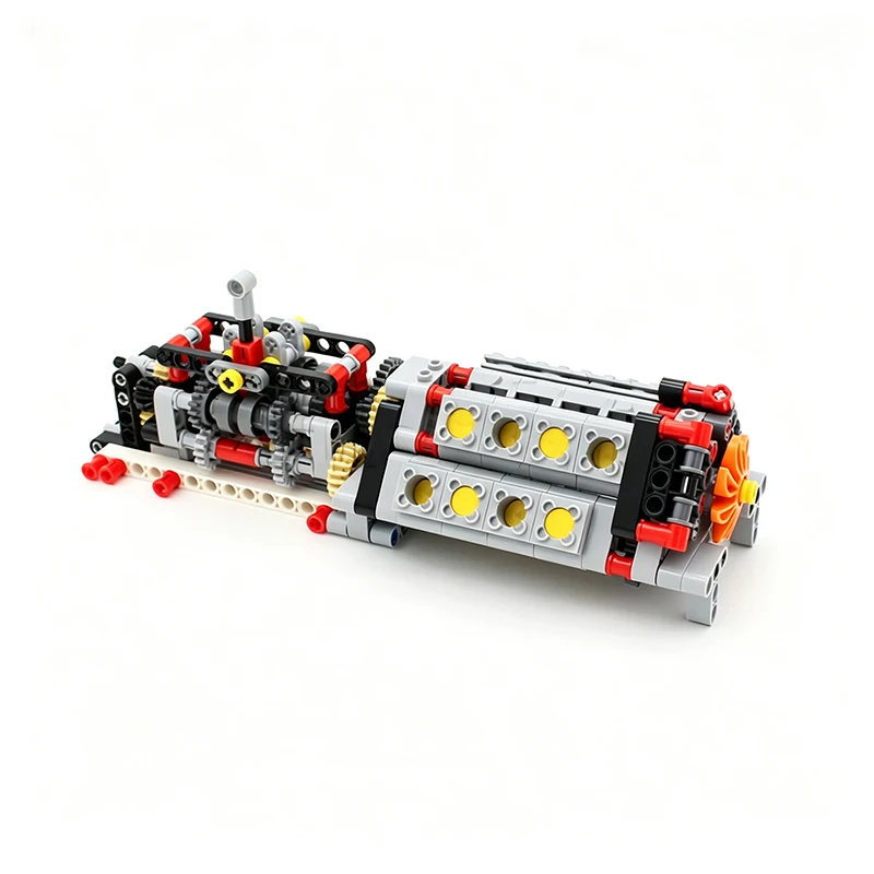 6-Speed Gearbox Building Blocks Car Parts V16 Engine Assembly High-Tech Bricks Toys Accessories Compatible With LEGO