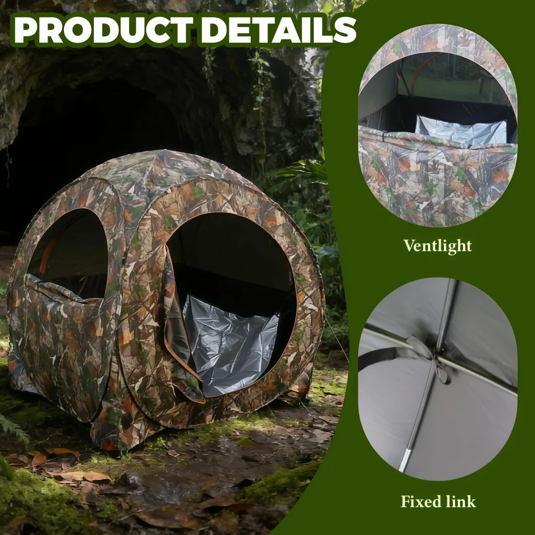 Camouflage Pop-Up Hunting Blind Easy Setup Ground Shelter Outdoor Camo Blind with Storage for Deer Turkey Duck Archery Season view 2