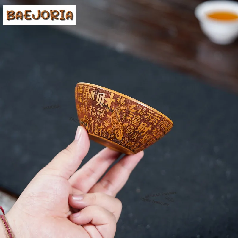 BAEJORIA 135ml Yixing Zisha Section Teacup Aesthetic Tea Bowl Mug Tea-tasting Meditation Cup Jianzhan Master Cups Tea Ceremony