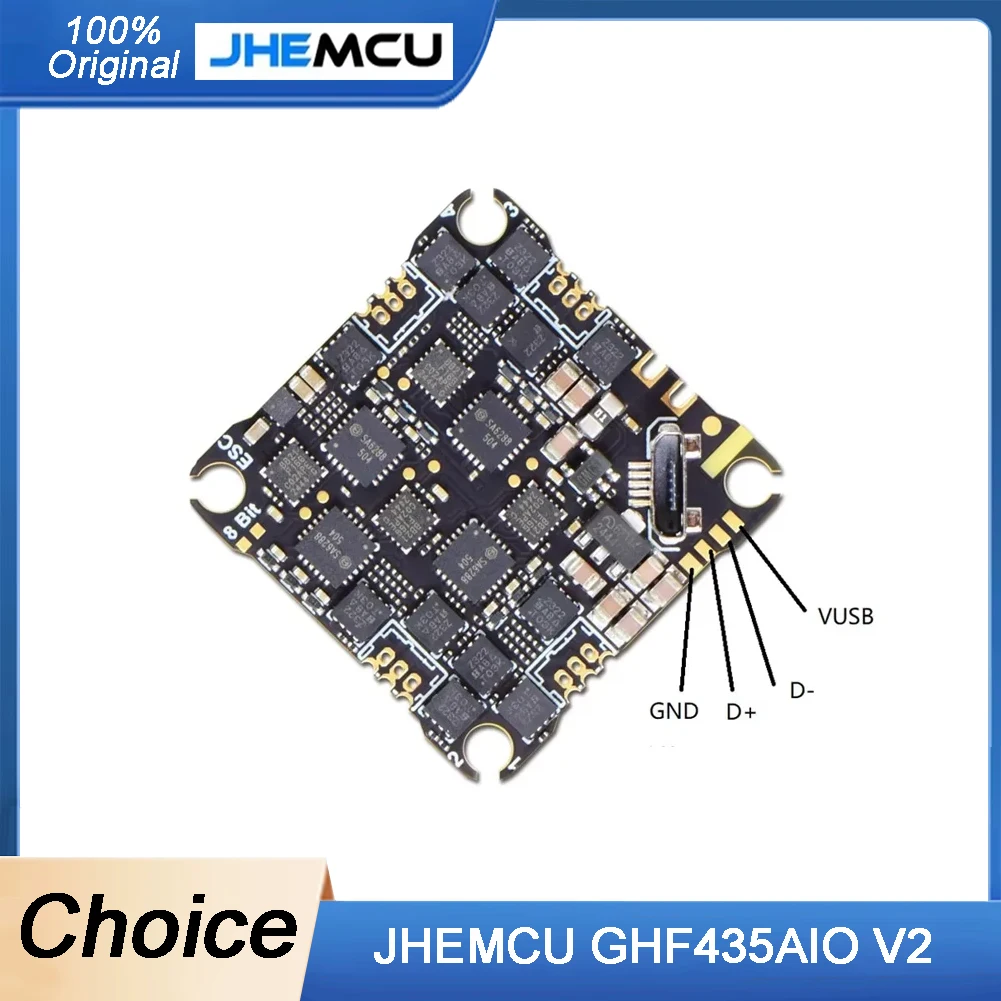 

JHEMCU GHF435AIO V2 20A Контроллер полета 2-4S с OSD Baro Blackbox Встроенный приемник ELRS 2.4G для RC FPV Freestyle Drone