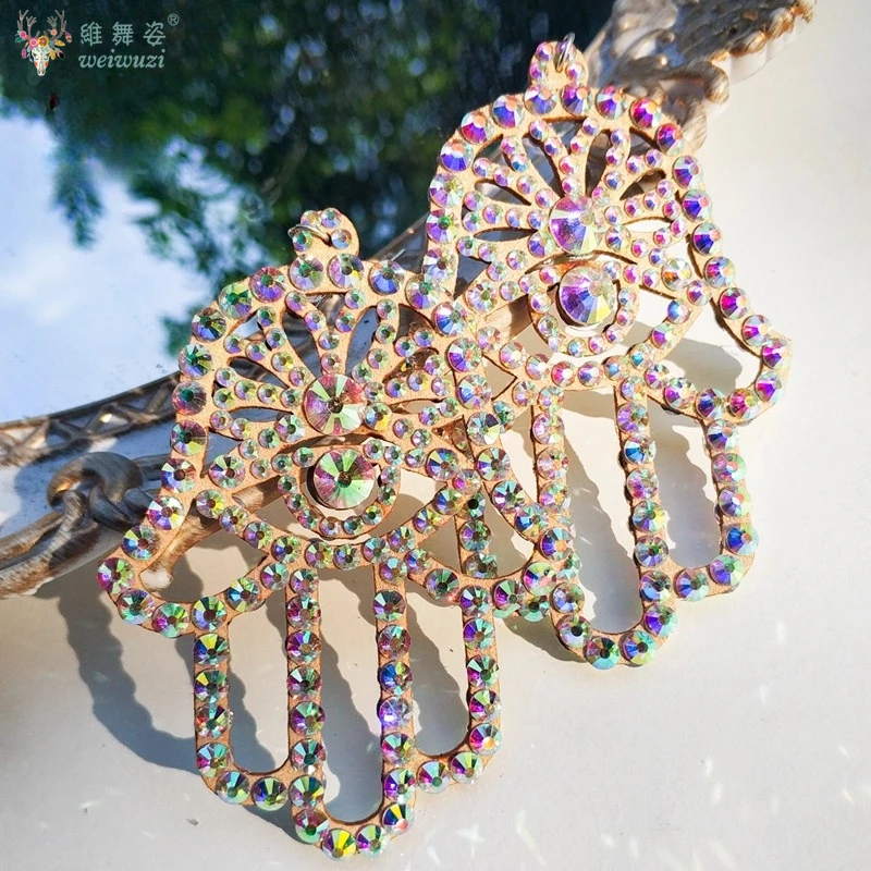 Accesorios de competición de danza del vientre, pendientes de piedras AB para personas mayores, adorno de actuación de danza del vientre Oriental para adultos y niños