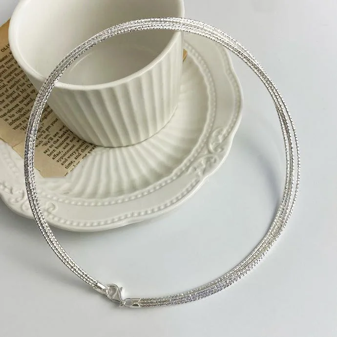 

N S925 Silver European And American Fashion Five-line Snake Bone Necklace Female Niche Cold Wind Collarbone Collar