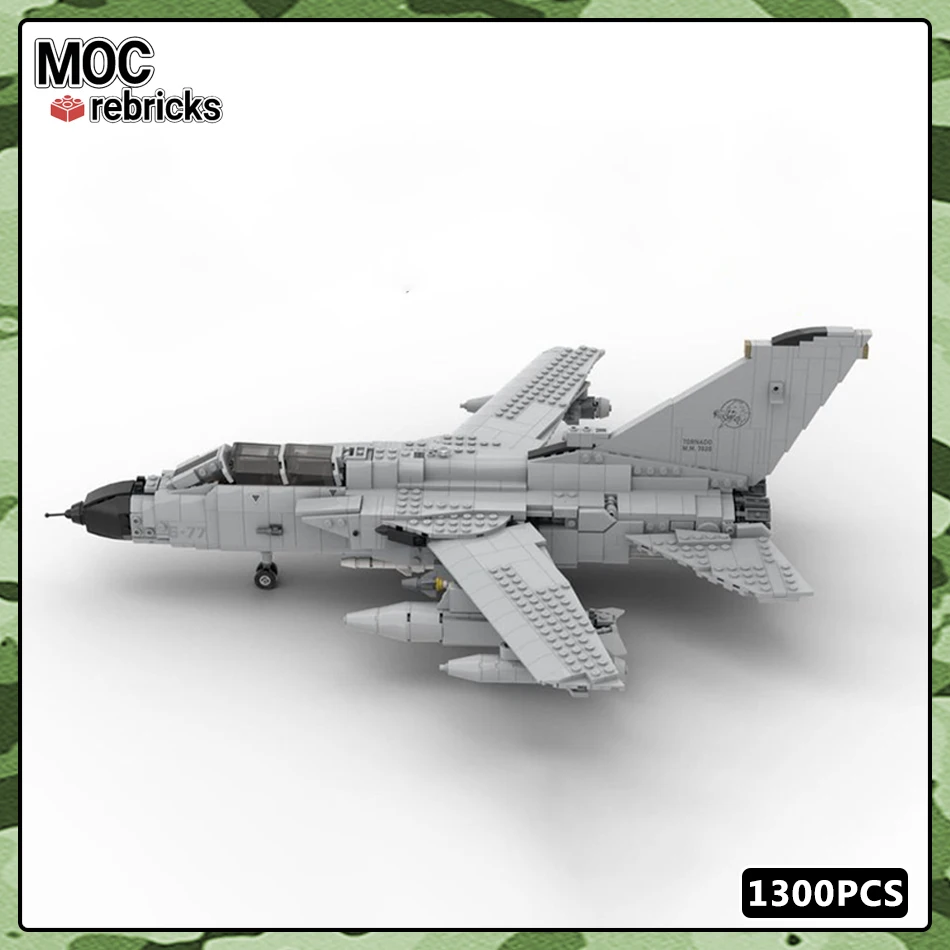 MOC Military Weaponry Series Air Force Panavia Tornado GR1 Fighter Building Block WW2 Strike Aircraft Model Bricks Toys For Kids