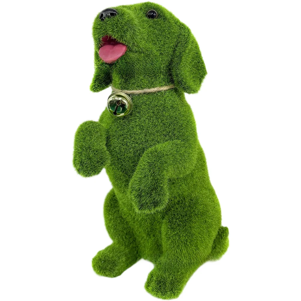 Standing Dog Resin Statue Garden Decor for Outdoor Courtyard Decoration Featuring Rustic and Hand Applied Flocking