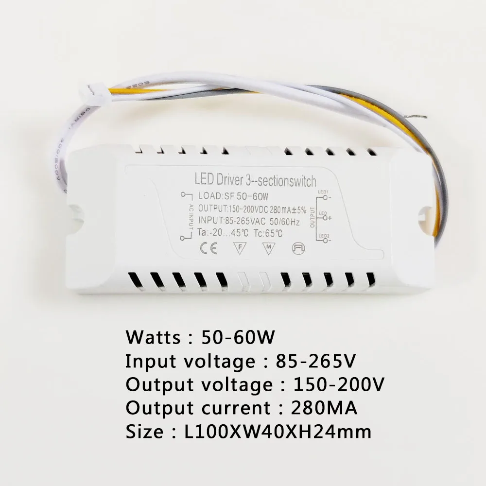 AC 85-265V LED Driver Power Supply Adapter for Led Lamp Panel Ceiling Light Lighting Double color 3pin Transformer 18W-150W