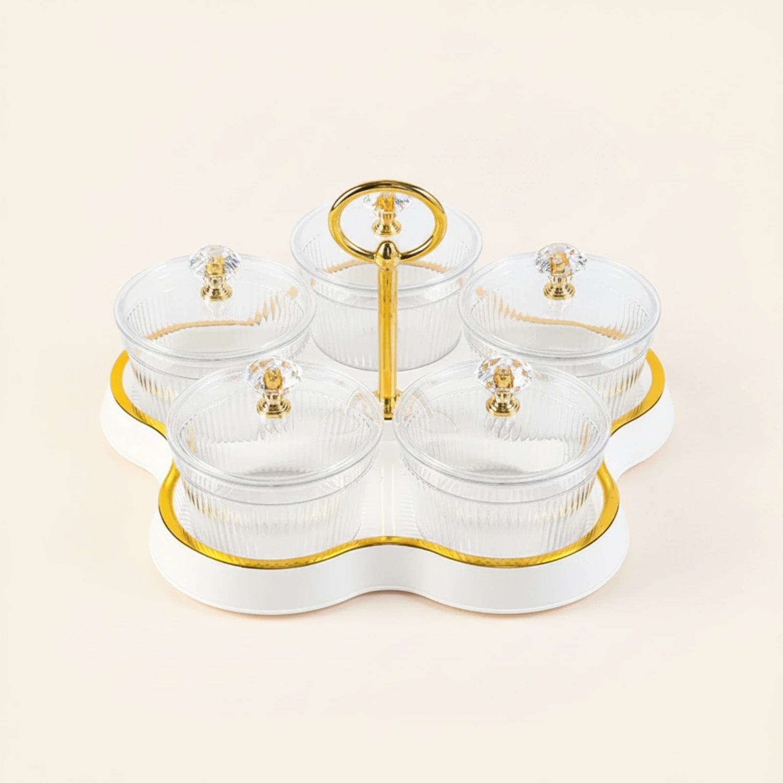 Divided Snack Tray Lidded Compartment Snack Tray Divided Serving Platter Clear Portable for Hosts, Party, Kitchen