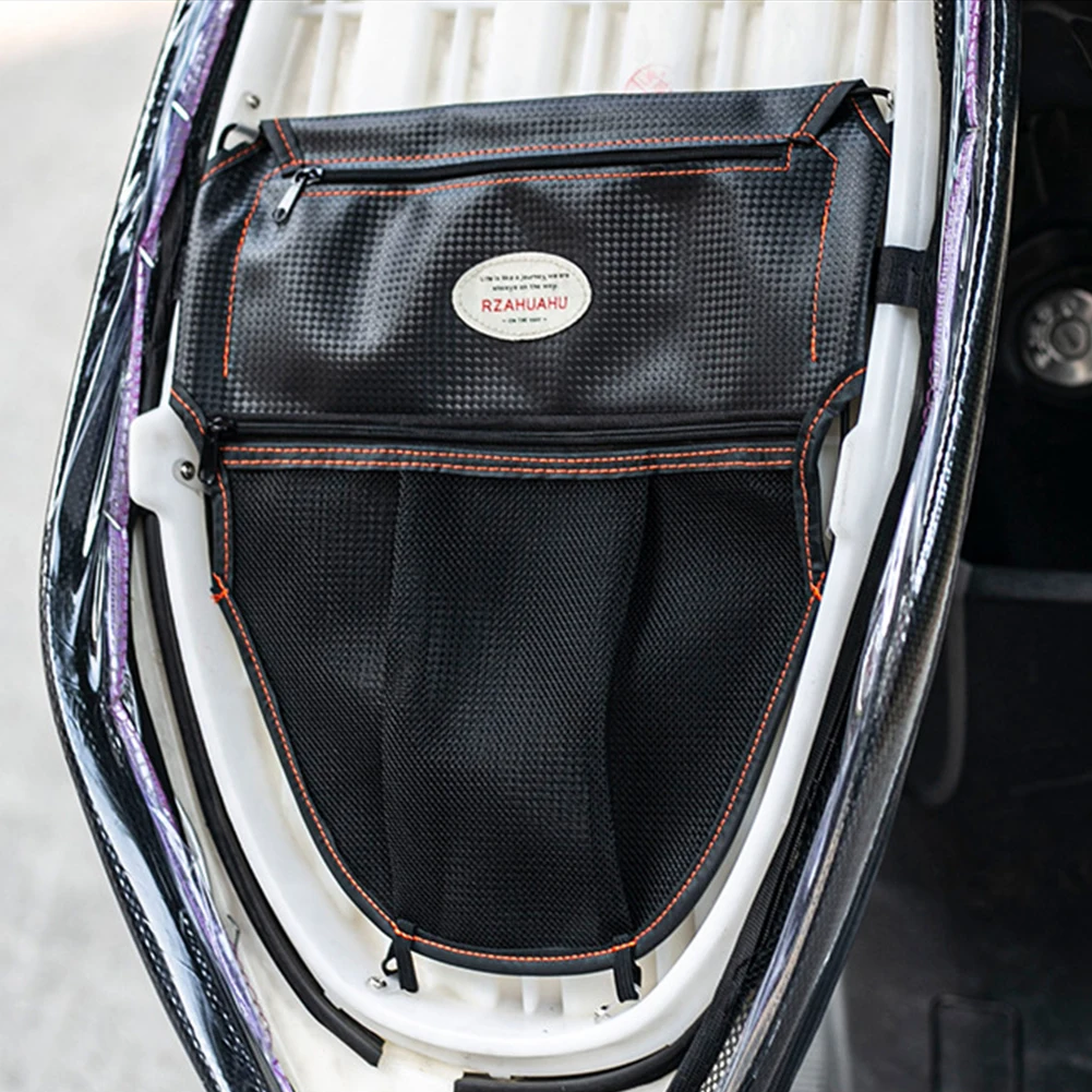 RZAHUAHU Under Seat Storage Pouch Practical PU Leather Motorcycle Under Seat Organizer Bag Modification Accessories Tool Storage