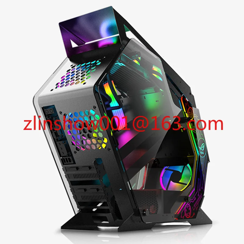 برج خزانة وحدة المعالجة المركزية لألعاب الكمبيوتر من الزجاج المقسى M-ATX/ITX حافظة كمبيوتر للألعاب برج كامل مع مروحة RGB #2