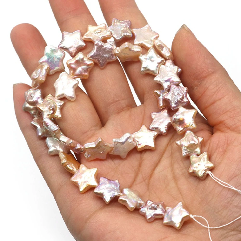

Fine Star Shaped Baroque Pearl 12-13mm Colorful Natural Freshwater Pearl Straight Hole Loose Bead For Handmade Jewelry Accessory