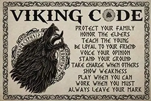 Metal Tin Sign,Viking Code,Retro Iron Painting for Home Hotel Bar Cafe Outdoor Wall Decoration 12x18 Inch sign