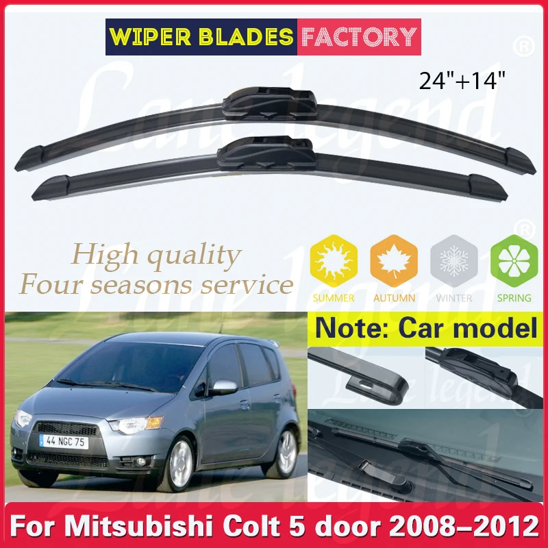 

Car Wiper Blade For Mitsubishi Colt 5 door 2008 - 2012 Front Window Windscreen Windshield Wipers J hook 24"+14" Car Accessories