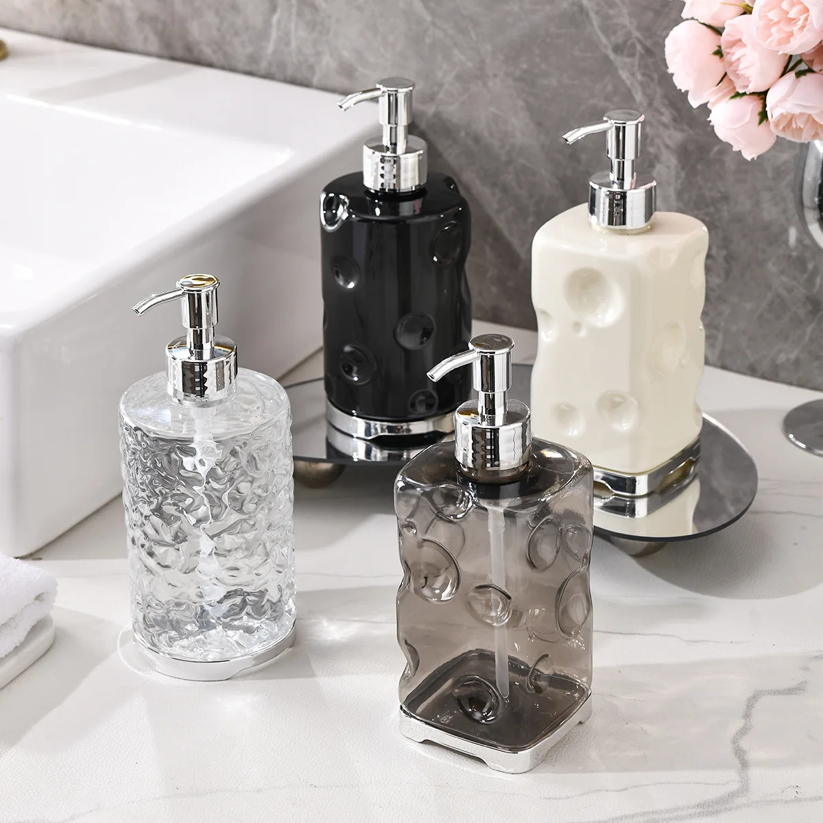 

Дозатор для жидкого мыла, пустой многоразовый флакон для ванной комнаты, кухни, для моющих средств, дезинфицирующих средств для рук, геля для душа, шампуня, с нажимным механизмом