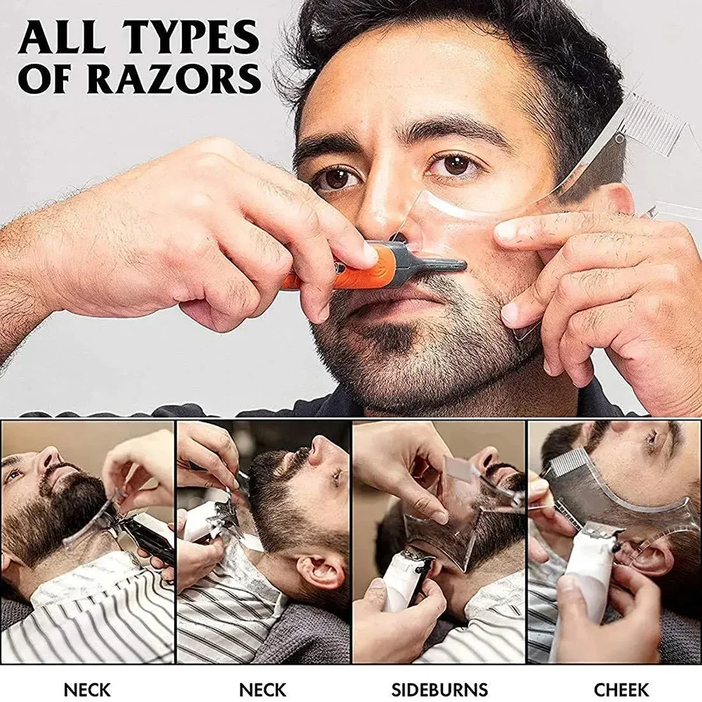 New Men Beard Styling Shaping Template Comb Barber Tool Symmetry Trimming Shaper Stencil Lightweight All-In-One Beard Brushes