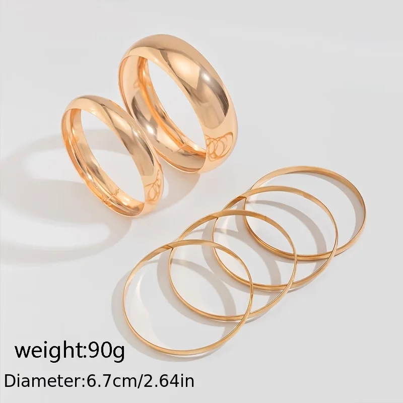 6-teiliges Punk-Hip-Hop-Set mit breiten Stapelarmbändern für Frauen, Vintage-Geometrie, klobige Metallarmbänder, Alltagsschmuck, Geschenke, neu – Detail 6