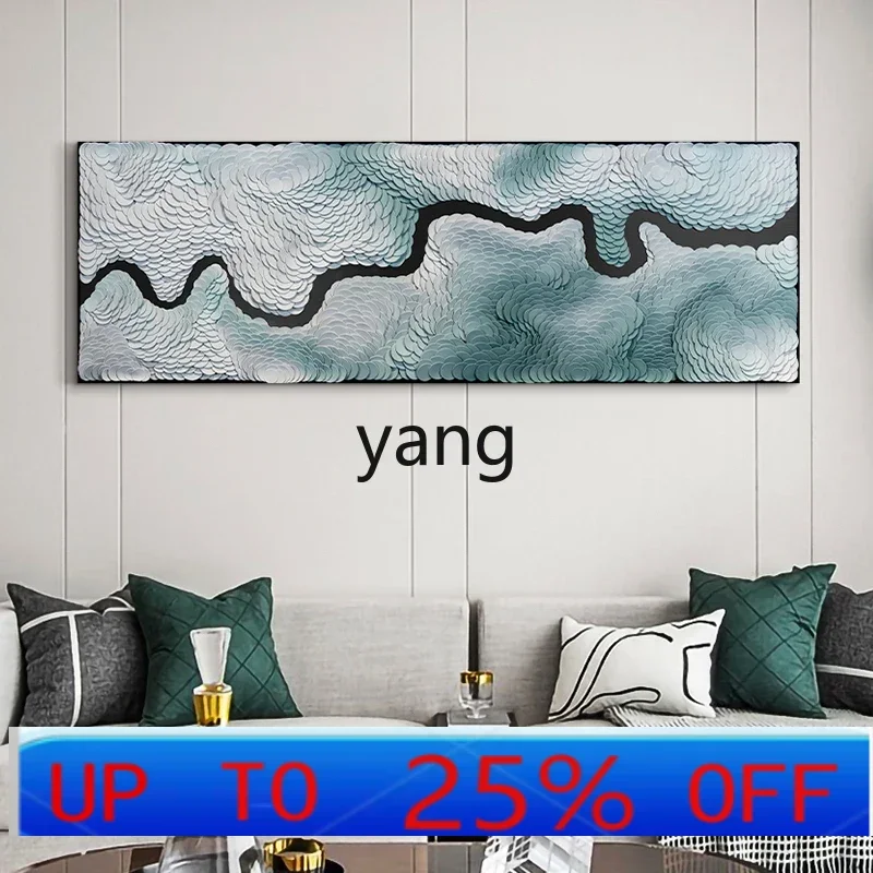 LTT modern simple living room decorative painting stainless steel leather handmade collage three-dimensional bedroom hanging