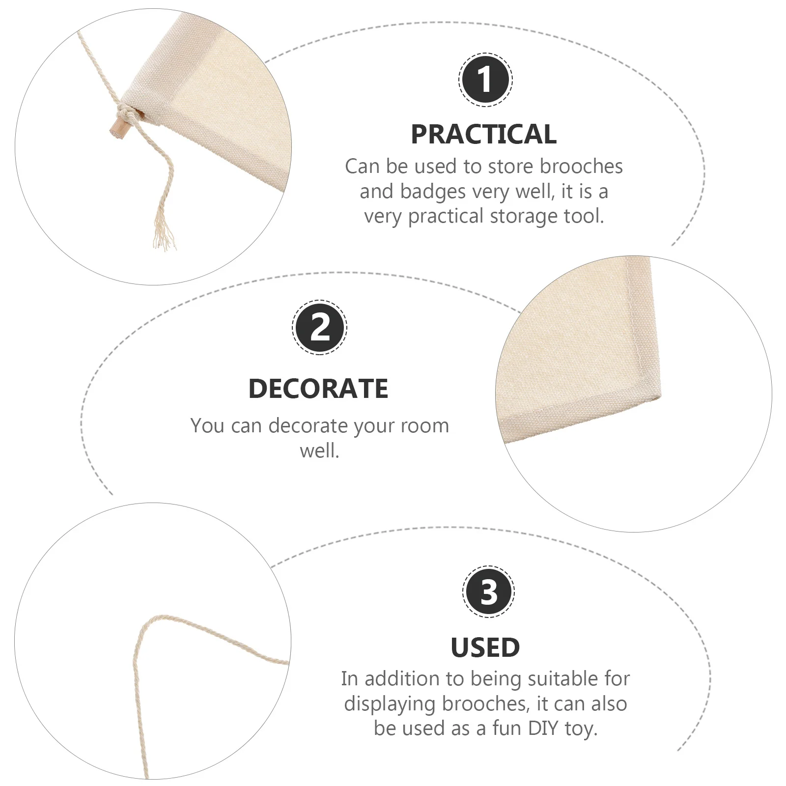 

4pcs Canvas Pennant Flag Pin Display Badge Banner Creative Wall Decor Brooches Storage Kids Diy Art Craft Teaching Tool