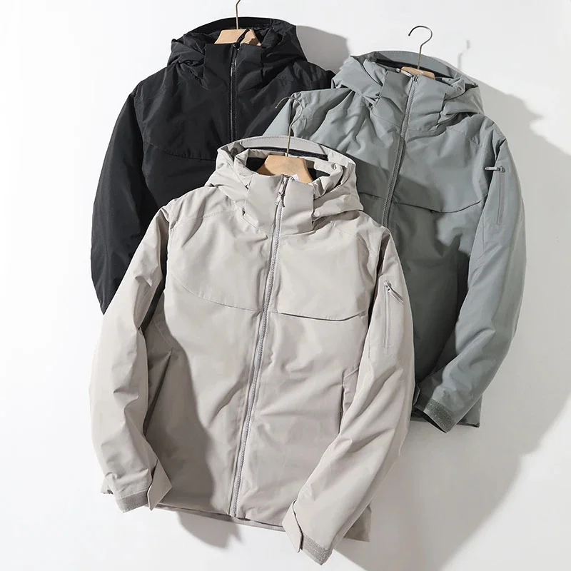 

Men's down Jaet Windproof Waterproof Hooded Outdoor Skiing Cotton Clothes Tee-Layer Glue Warmth Youth Faion Polyester F...