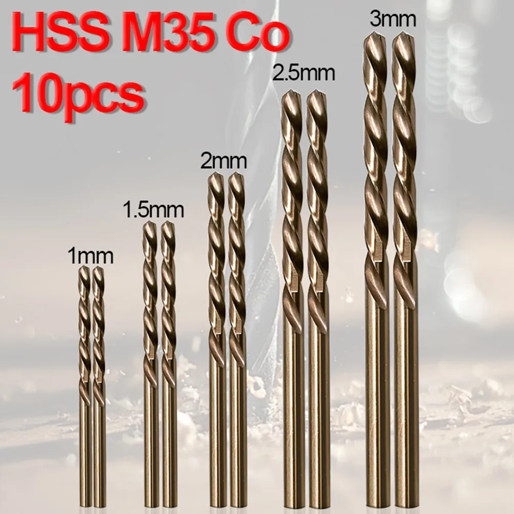 

10pcs/set Titanium Coated Cobalt Drill Bits 1mm-3mm Steel Drilling Bits Multi Function Metal Drills Power Tools