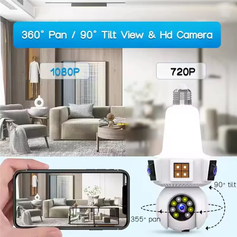 B04B-Lente Dupla Mart Home Sem Fio Wifi Mini Câmera Cctv Visão Rede Câmera IP de Segurança