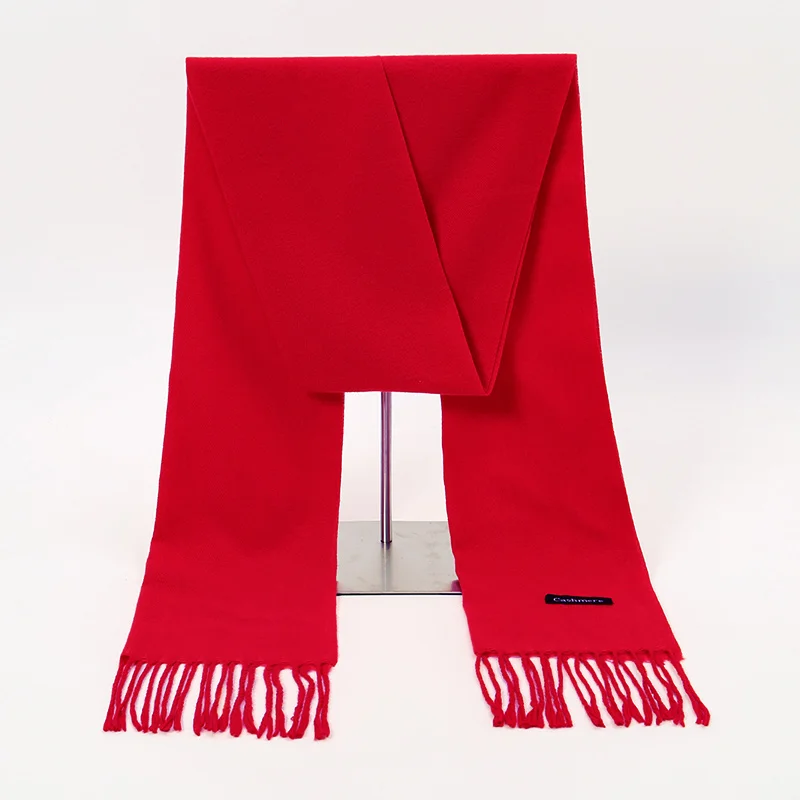 Trendy Red Cashmere Scarf Shawls Wrap Tassel Pashmina Stoles Jubilant Scarf Woman Winter Scarf Thick Neckscarf Female Echarpe
