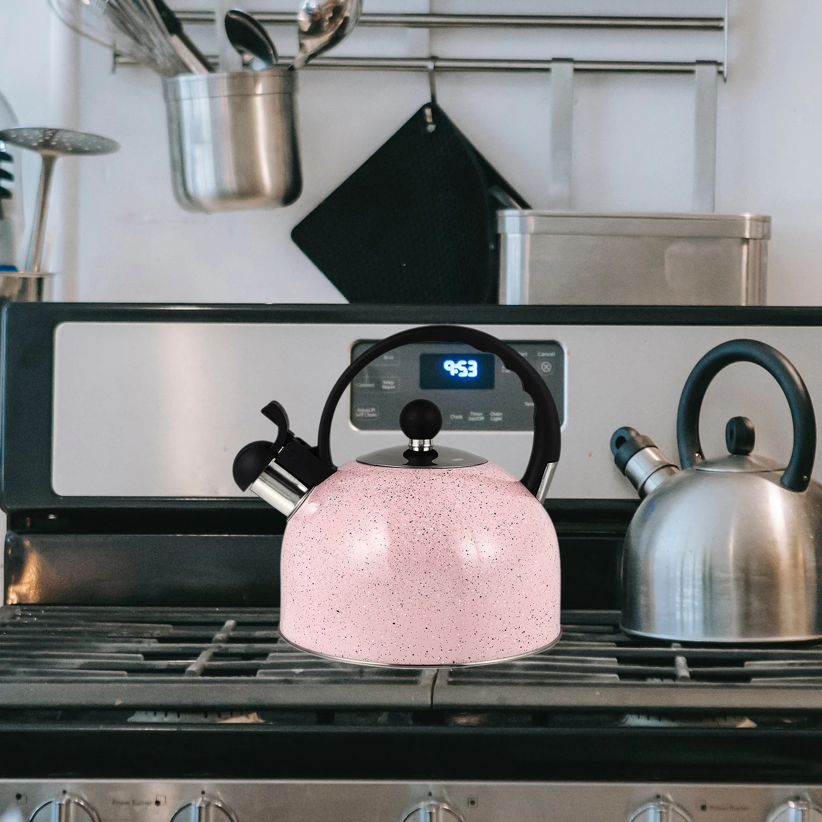 

2.5L Stainless Steel Water Kettle Whistling Teakettle Heat Insulated Handle Automatic Boil Alert Heavy Duty Kitchen Gadget For