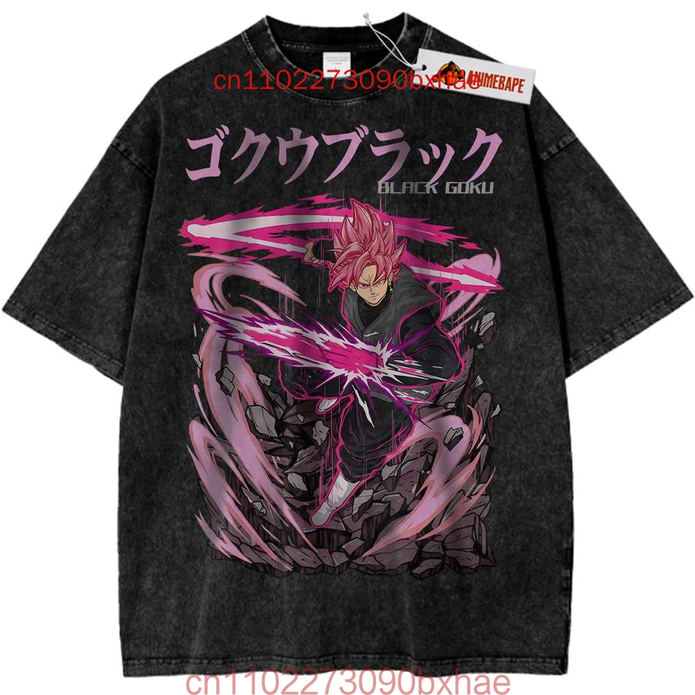 Goku negro Dragon Ball Z Vintage Anime camisa nueva Halloween lavado Retro manga corta deportes cómoda camiseta de manga corta