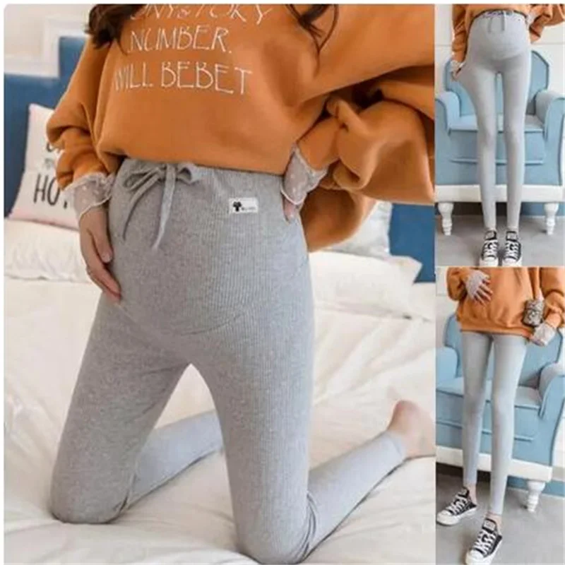 Calças de maternidade macio fino ajustável cintura grávida leggings suporte calças de barriga calças de gravidez roupas