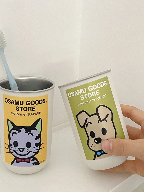 

Cute 304 Stainless Steel Toothbrush Cup Couple High Aesthetic Dormitory Wash Cup Ins Home Use Mouth Rinse Cup Cartoon Style M...